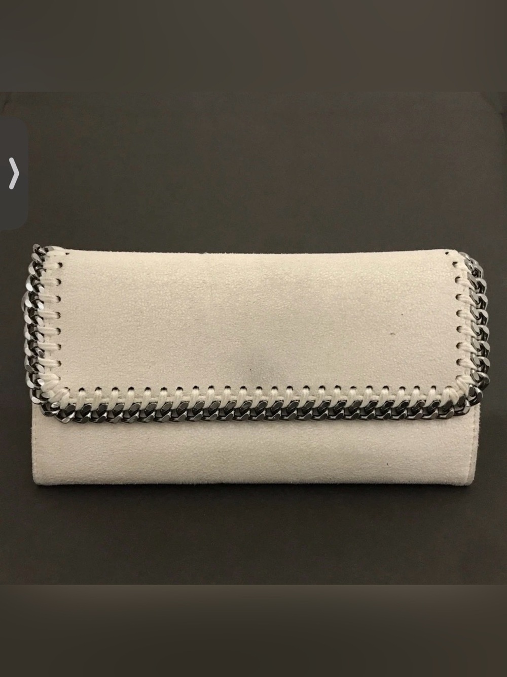 Stella McCartney Falabella Flap Continental Wallet Cream Shaggy Deer